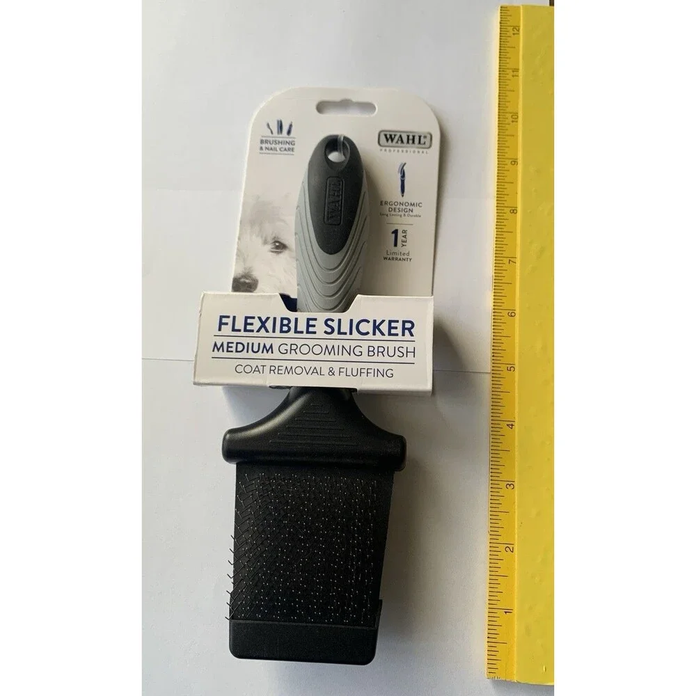 NEW Wahl Flexible Double-Sided Slicker Medium Grooming Brush Dogs 858478 NWT